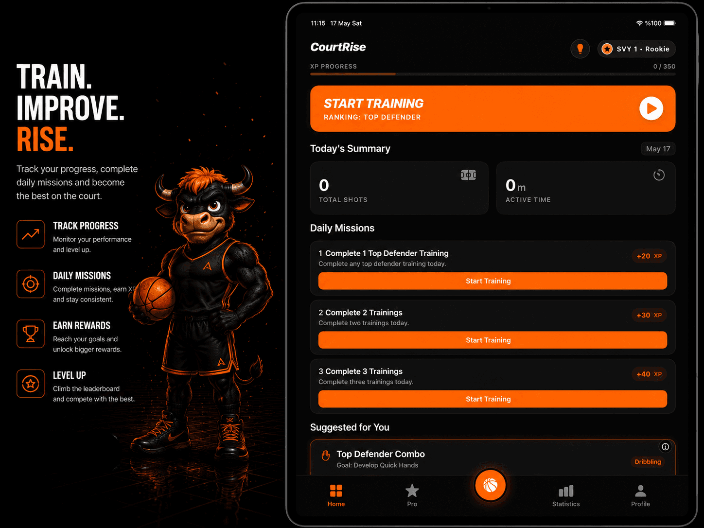 CourtRise iPad home screen